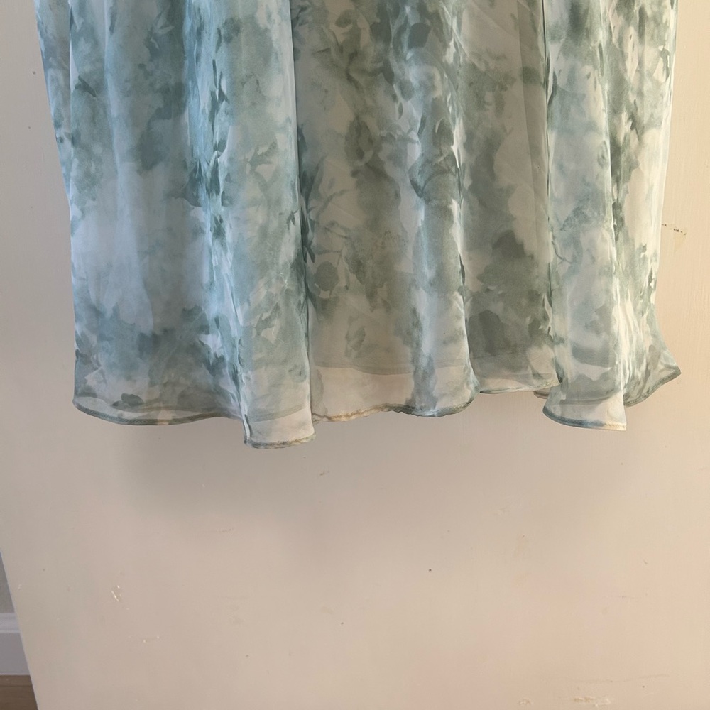 Jenny Yoo Inesse Light Blue Green Floral Maxi Dress Size 10 - Picture 3 of 9